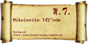 Mikolovits Tünde névjegykártya